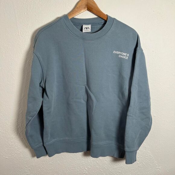 Zara Men's Blue and Grey Sweatshirt - Picture 1 of 4